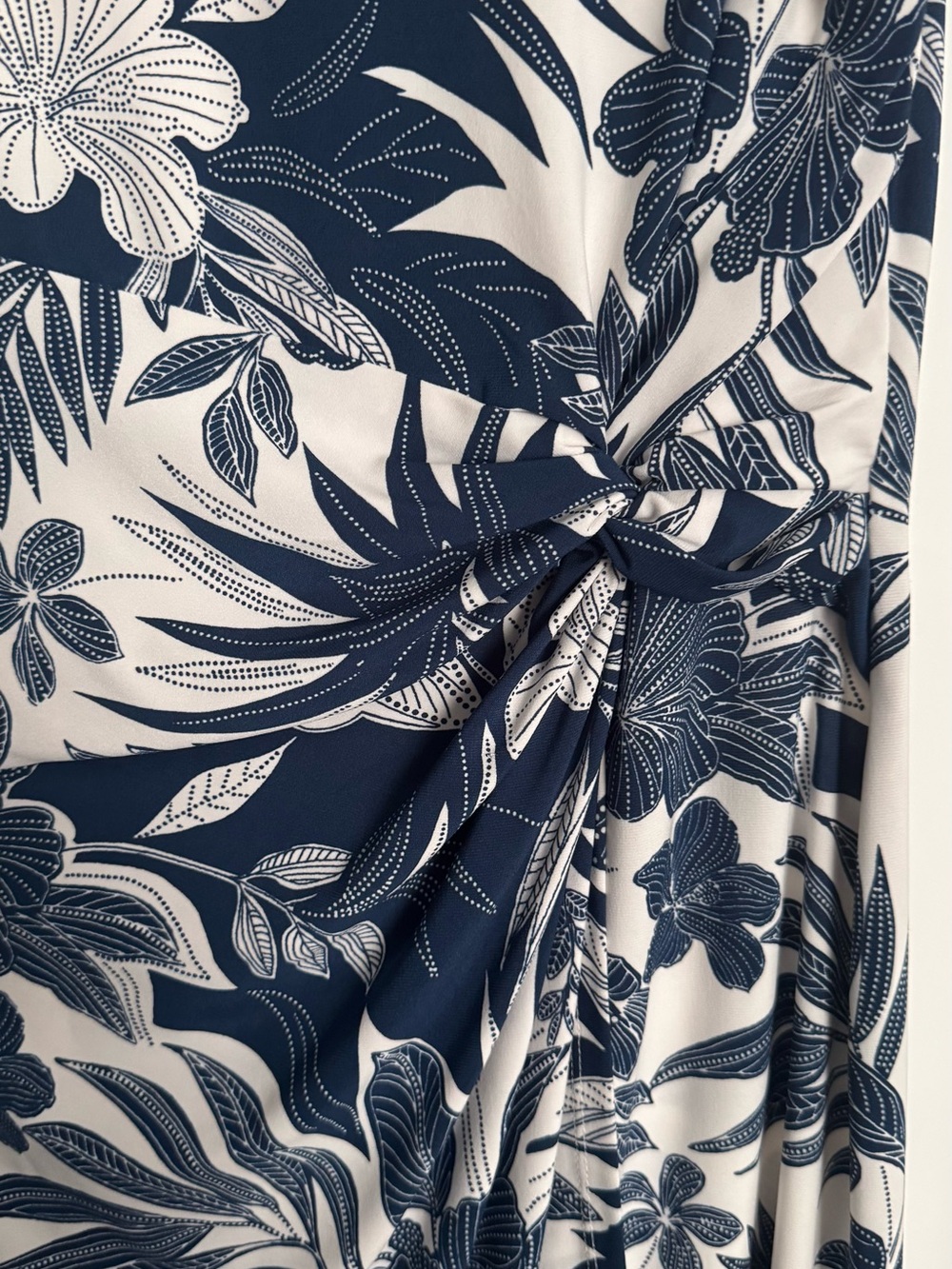 Chaps Navy and White Botanical Print Dress - Picture 3 of 5